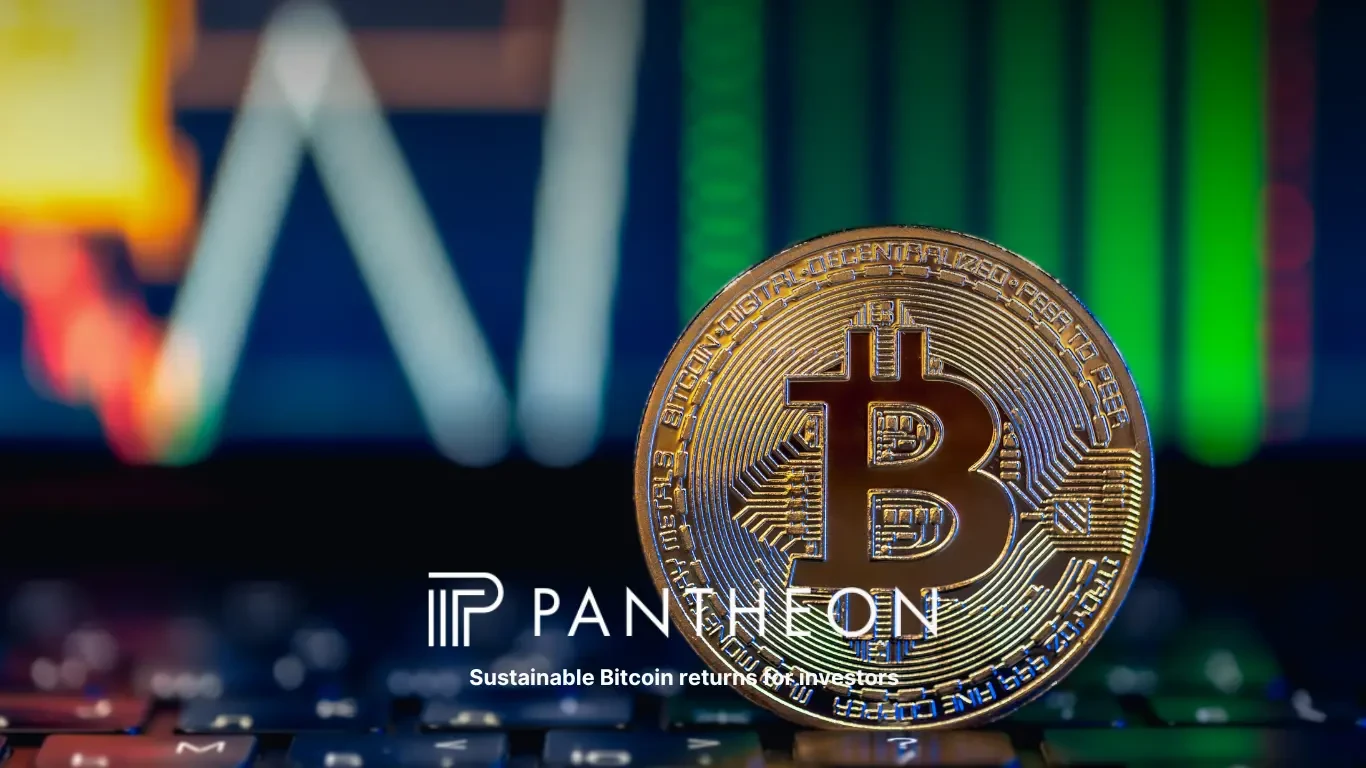 Bitcoin coin with Pantheon branding